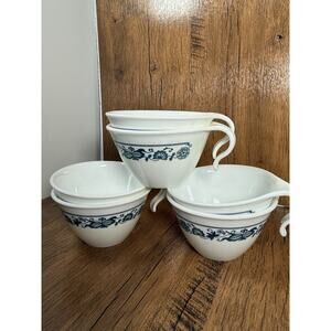 Vintage Corning Corelle Hook Handle Old Town Blue Onion Coffee Cups x 6
